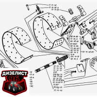 (14) Тормоз с механизмом управления ТДТ-55 - Интернет-магазин тракторных запчастей Дизелист-96